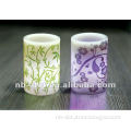 3''DX6''H wax decal pillar candle with LED light
